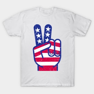 PATRIOTIC PEACE SIGN RED WHITE AND BLUE RETRO T-Shirt